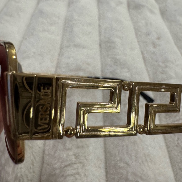 Versace Gold Frame Rectangular Sunglasses - Picture 4 of 11